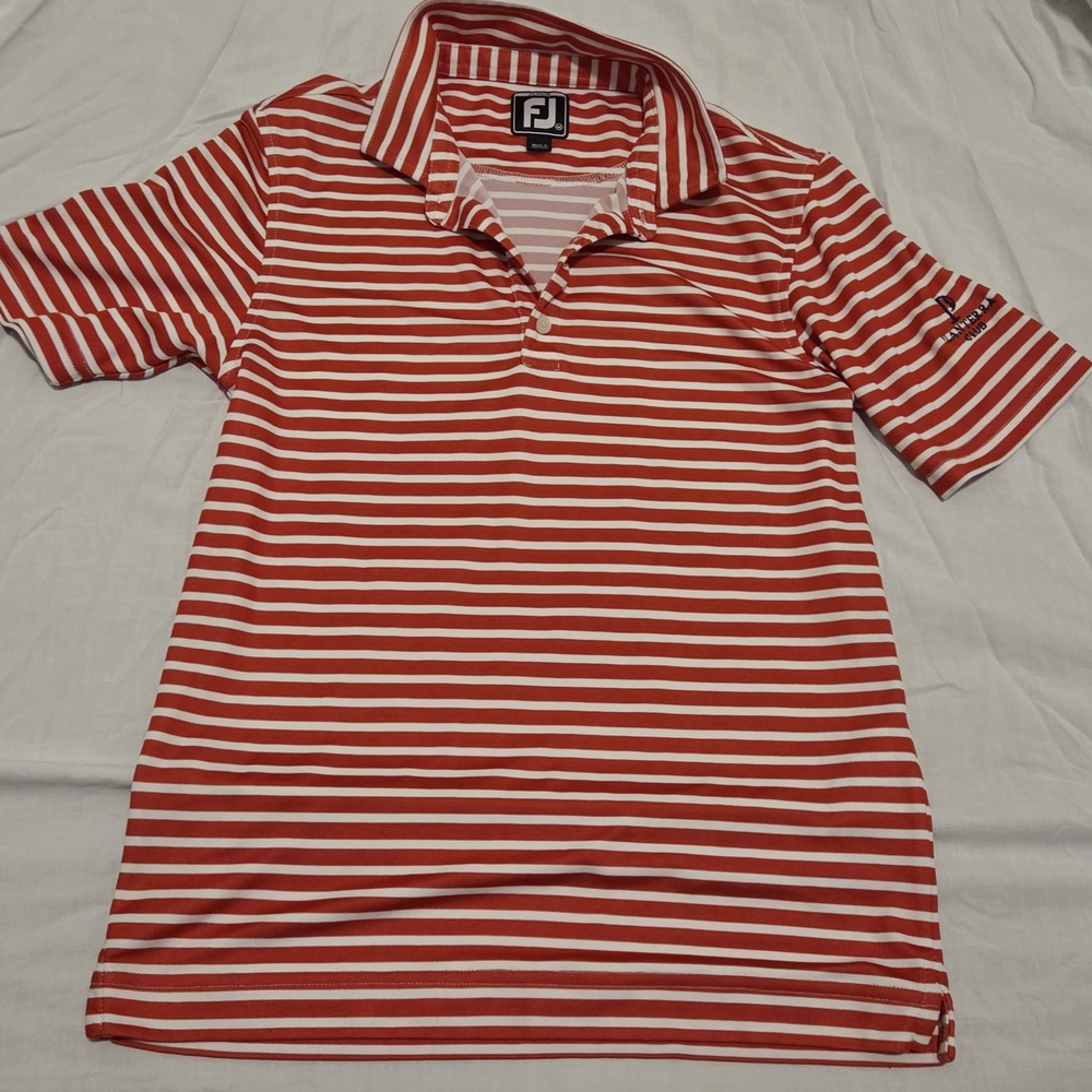 FootJoy Junior Red and White Striped Polo